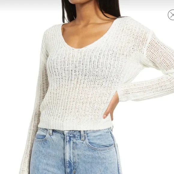 Lulu's White Born To Fly Knit Sweater Size XL - Picture 1 of 9